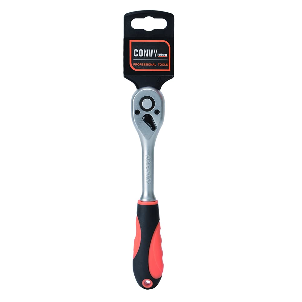 Convy 10 mm Two-Way Fast Ratchet with 72 Teeth, Telescopic Handle, Afterburner Tool - Black and Red, convy-GJ114EU