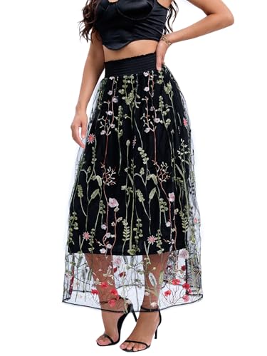 Jupe brodée taille élastique confortable qui sublime la silhouette