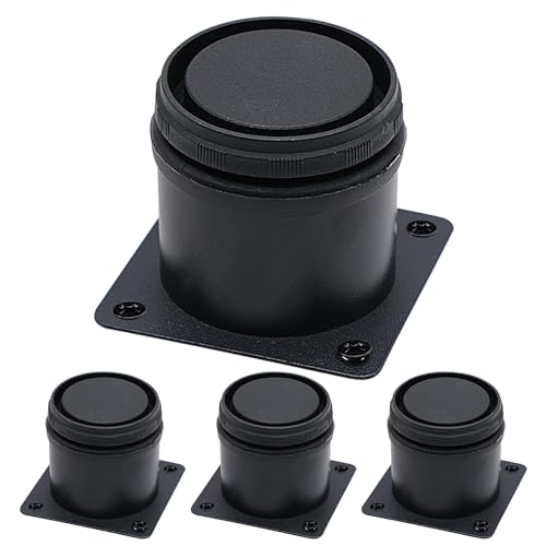 FORYNXHWIN 4 Pcs Black Adjustable Legs, Stainless Steel Furniture Feet, Round Cabinet Legs, Sofa Furniture 0-15mm Adjustable Feet With Screws for Desk/Cupboard/Table/Bed/Cabinets