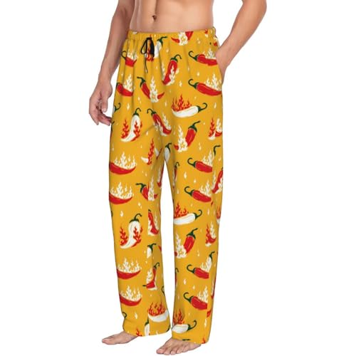 Hot Chilli Print Men'S Pajama Pants Soft Sleep Lounge Pants With Pockets-2