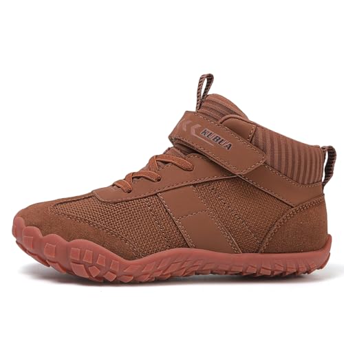 Image of KUBUA Kids High Top Barefoot Shoes Boys Girls Minimalist Zero Drop Sneakers | Wide Toe Box, Padded Collar for Ankle Support, Non-Slip, Hiking, Tennis, Walking, School, Wrestling, Gym, Little Kid, Big Kid