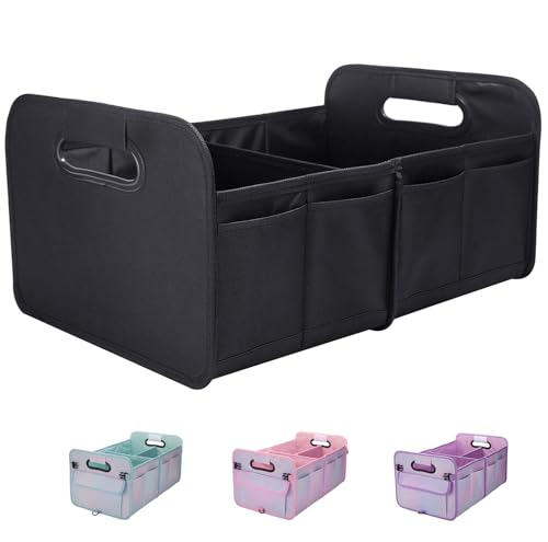 titiyiof Trunk Organizer For Suv & Sedan,Car Organizers and Storage, Waterproof Collapsible & Adjustable Straps,35L Sturdy Car Organization for Car Accessories, Tools,Sundries,2 Compartment（Black）