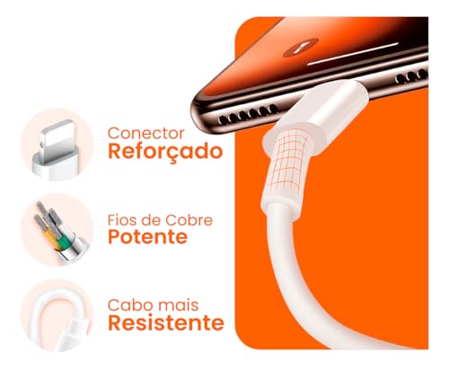 Cabo Reforçado USB-C Lightning 2M Compatível com iPhone, iPad iPod 2 Metros Carregamento Super Turbo