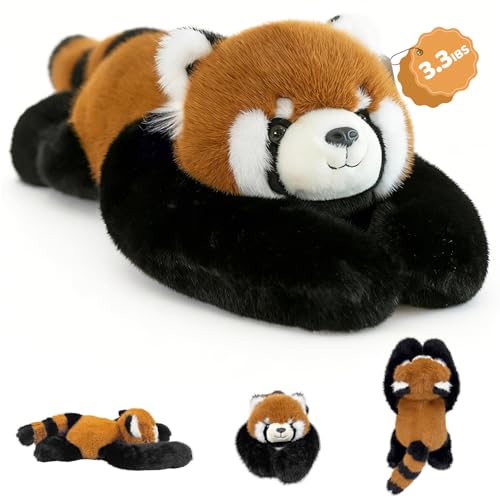 asterbud weighted red panda stuffed animal 1.5kg Weighted Teddy Plush for Kids & Adults Cuddly Soft Plush Pillow Hugging Companion for Anxiety Relief & Sleep Support (panda 45cm/17.7in)