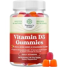 Natures Craft Vitamin D3 Gummies for Daily Wellness - Delicious Vitamin D Gummies for Adults with D3 2000IU per Serving Bone Muscle & Immune Support - Non-GMO Gelatin & Gluten Free - 120 Count
