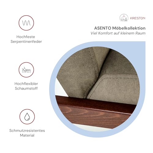 KRESTON Sessel ASENTO, Retro Cocktailsessel aus Massivholz für Wohnzimmer, TV Sessel