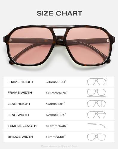 Stylish Aviator Sunglasses for Women Men Retro Trendy Square Shades UV Protection3