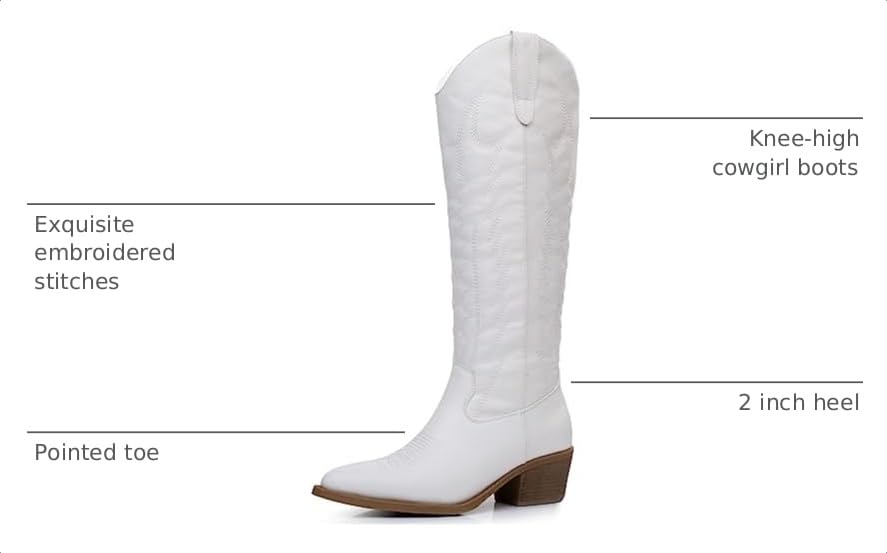 Image of GLOBALWIN Women's Knee High Cowboy Boots Brown Cowgirl Boots