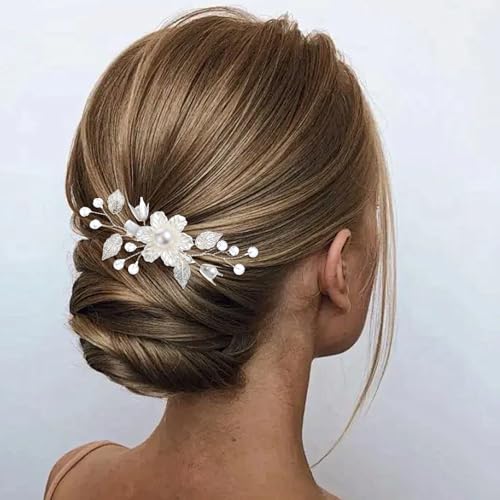 2 Piezas Pinzas para Cabello con Perlas y Flores miniatura 5