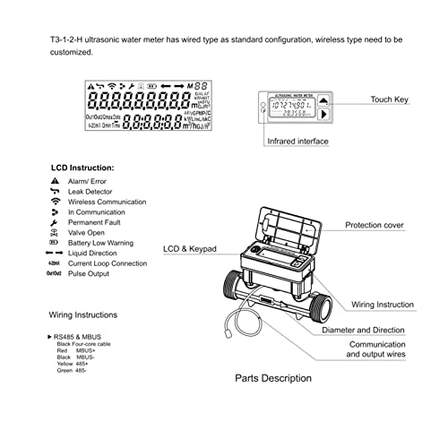 Débitmètre eau ultrasonique DN25 haute durabilité avec protocole RS485 - 5