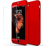 sxxissky iPhone 7 Plus Case, Ultra-Thin Full Body Coverage Hard Hybrid Plastic with [Tempered Glass Screen Protector] Protective Case Cover and Skin for Apple iPhone 7 Plus 5.5Inch-2016(Red)