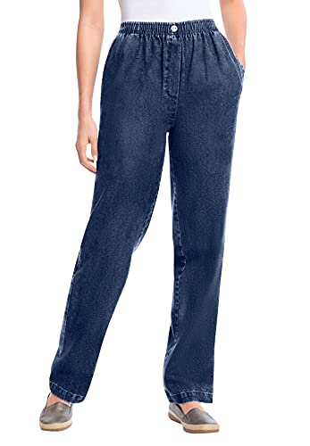 Woman Within Plus Size 7-Day Straight-Leg Elastic-Waist Denim Jean (Petite & Tall Available)