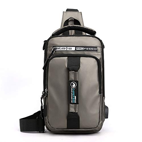 Shoulder Backpack Sling Chest Crossbody Bag Cover Pack Messenger Daypack Rucksack Bicycle Sport With USB Charging Port (Khaki)