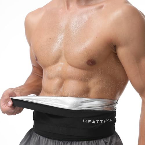 HEATTRAP Fat Burner Belt Black - Heat Trapping Sweat Compression Belt - Heat Trapping Waist Toner Cincher (Medium)