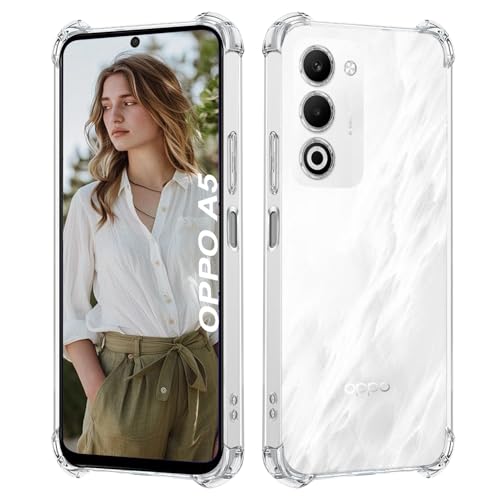 ISOI - Cover compatibile con Oppo A5 4G/Oppo A5 5G Custodia, con Paraurti Airbag Antiurto Protezione Completa, Case Protettiva in Silicone TPU Ultrasottile e Morbido - Trasparente