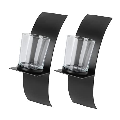 RORPOIR 2pcs Wall-Mounted Iron Candle Holders Modern Decorative Sconces for Home Cafe and Hotel Lightweight Design for Creating Warm Atmosphere Candles