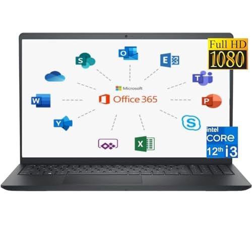 Dell 2024 Inspiron 15 Laptop, with Microsoft Office 365, 15.6″ 1920×1080 FHD, Intel i3-1215U up to 4.40GHz (Beats N4020), 16GB RAM,1TB PCIe SSD,Windows 11 Home, Carbon Black