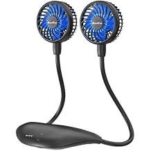 HandFan 5000mAh Portable Neck Fan Rechargeable, Wearable Personal Fans, Hands Free Necklace Fan Battery Operated, Hanging Cooling Fan for Travel Hiking Fishing, Gifts for Women Men