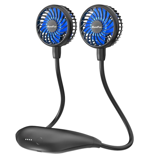 HandFan Ventilador Portatil Cuello Mini Ventilador USB 5000mAh Recargable,Ajustable De 360°,26 Horas De Tiempo De Trabajo Para La RefrigeracióN Personal, Camping,Viajes, Oficina, Iglesia