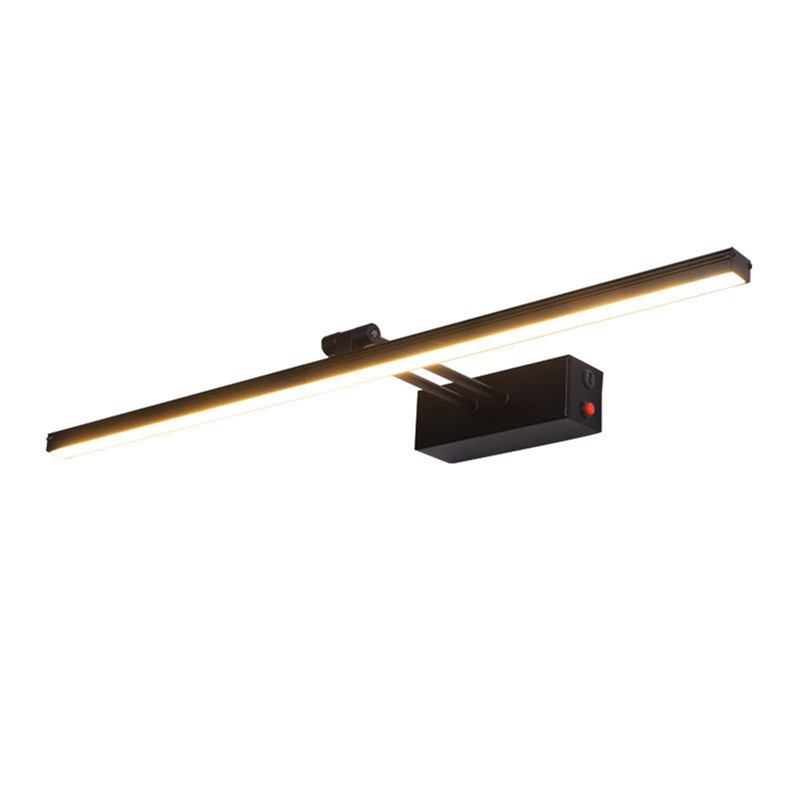 Lampa ścienna LED 180° z przełącznikiem, lampa ścienna, bateria, ładowana przez USB, lampa ścienna, nowoczesna lampa nad lustro, dekoracyjne oświetlenie ścienne do szafy (czarne, ciepłe światło, 40