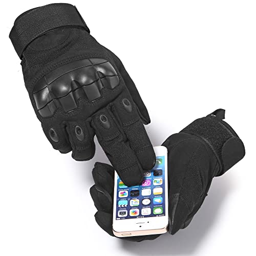 Wtactful Tactical Gloves For Men Women Airsoft Paintball Gear Motorcycle Cycling Motorbike Hunting Hiking Riding Work Outdoor Touchscreen Full Finger Gloves Large Black #TOP3