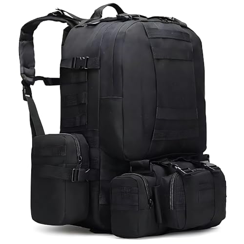 Mochila Tática 55L Impermeável com Compartimento para Laptop e Design Anti-Roubo(PRETO)
