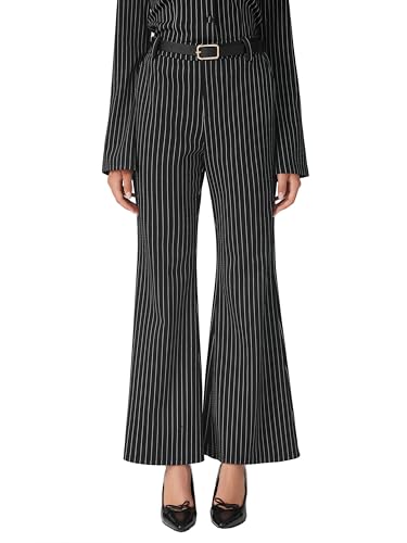 CIDER Women's Striped Bell Bottom Pants High Waist Flare Trousers4