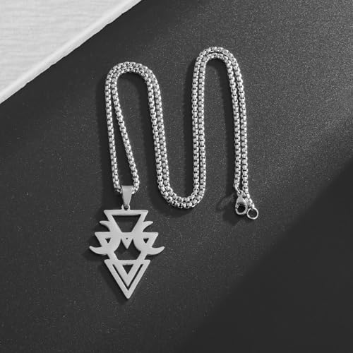 Collier homme gothique triangle et lune en pendentif géométrique