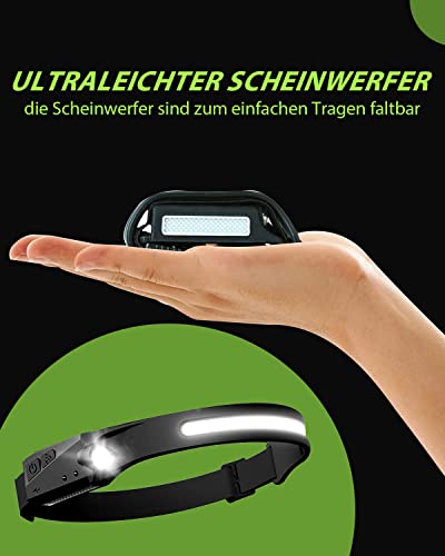 Stirnlampe LED Wiederaufladbar USB, Superheller 600 Lumen Kopflampe Stirnlampe, 230° Sensor Stirnlampe 5 Lichtmodi Leichte IPX4 Wasserdichte Stirnlampen, Perfekt Headlight für Joggen, Angeln, Laufen - Image 6