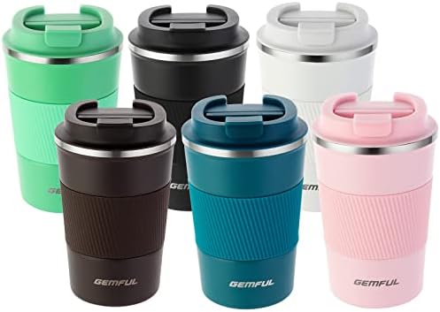 GEMFUL Travel Mug Thermal Double Walled Stainless Steel Leakproof Coffee Cup for Hot & Cold Drinks 510ml/18oz