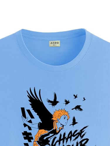 Image of ADRO Men's Cotton Comfort Fit Anime T Shirt - Premium Printed Haikyuu Tshirt - Perfect for Haikyuu Fans Print and Comfortable Fit T-Shirt