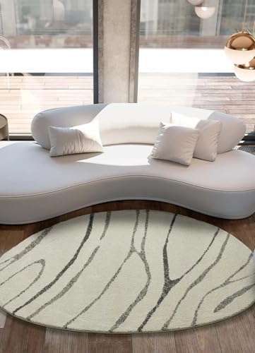 ATTICGO Alfombra de Pelo Largo Niamey - Forma Irregular - Fibra sintética - Alfombra para salón y Dormitorio, de Estilo Abstracto - Blanco 4797 SH - 194x290 cm
