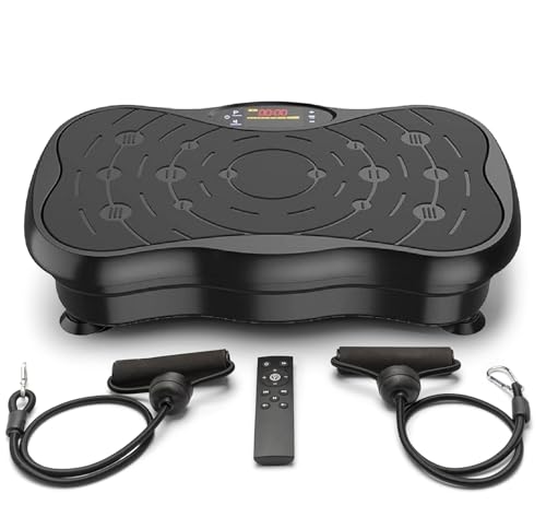 LBOYLOVE® Vibration Plate Exercise Machine,Lymphatic Drainage Machine for Weight Loss For Whole Body Workout, Vibration Fitness Trainer, Compact Designed Power Plate With Resistance Cords