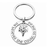Infinity Collection Nurse Keychain She Believed She Could So She Did RN Charm Silver Inspirational Nurse Gift for Women
