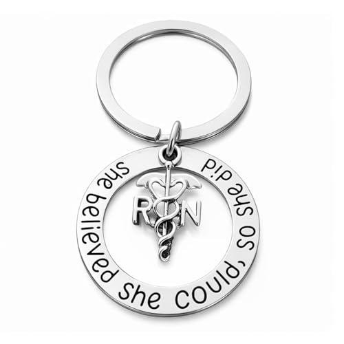 Infinity Collection Nurse Keychain She Believed She Could So She Did RN Charm Silver Inspirational Nurse Gift for Women