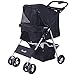 Pawhut Cochecito para Mascotas Plegable Carrito para Perros con Toldo Ajustable Cesta de Almacenaje y Ruedas con Freno Tela Oxford Marco de Acero 75x46x94 cm Negro