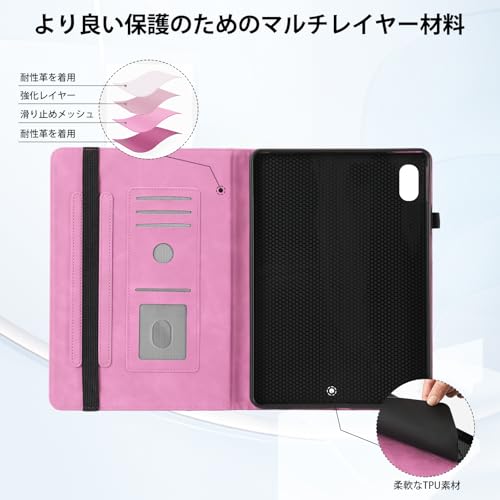 【CASAFUNY】iPad Mini 7 (A17 Pro 2024) / iPad Mini6 ケース 2021 8.3インチ 第7/6世代 耐衝撃 PUレザー カバー Apple Pencil 収納可能 オートスリープ/ウェイク機能対応 軽量 シンプル ビジネス風 カードポケット スタンドケース（ピンク）