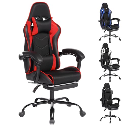 Ergonomic Gaming Chair Retractable Footrest, High-Back