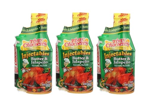 Tony Chachere Injectable Marinades With Injector, Butter And Jalapeno, 3 Count