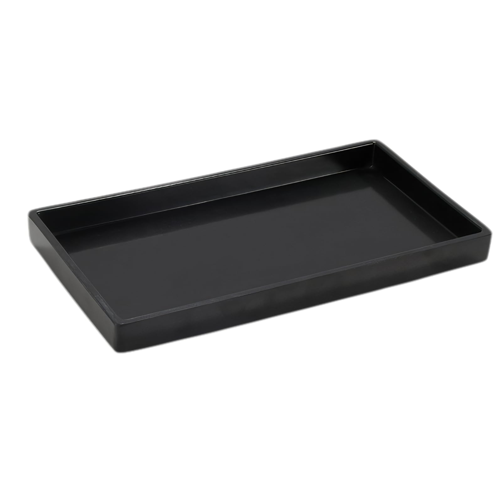 Gigikill Black Bathroom Vanity Tray, Sink Storage Box, Countertop Organiser Plate, Rectangle Tray, Cosmetics Dish, Simple Style Design, For Perfume Candles Soap Towel Plant Bathroom Accessories(Black)