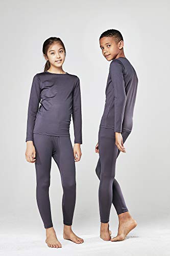Devops Boys And Girls Thermal Underwear Long Johns Set With Fleece Lined Medium, Charcoal #TOP1