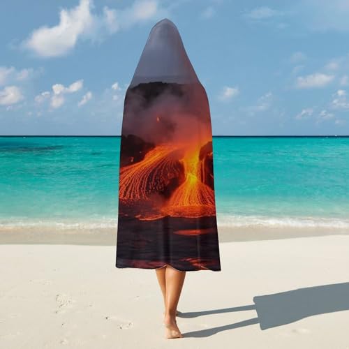 Couverture à capuche portable Kilauea Volcano cape imprimée douce et chaude - 5