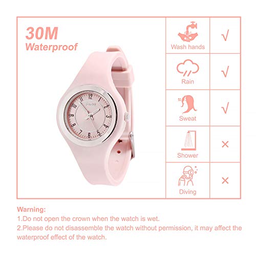 Fembw Fashion Casual Analog Quartz Wrist Watch For Teens And Adults, Silicone Strap With Needle Buckle (Pink) #TOP4