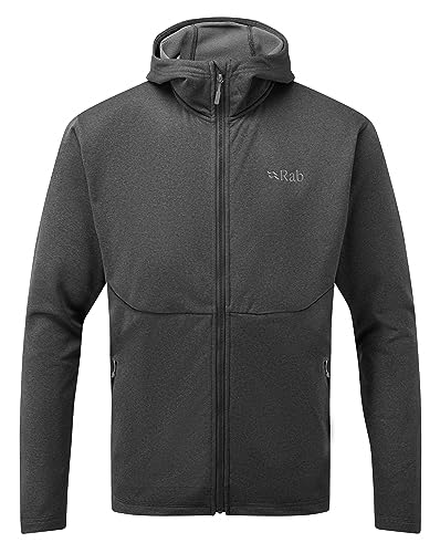 Rab Men's Geon Hoody Casual Lightweight Fleece Sweatshirt - Black/Steel - X-Large