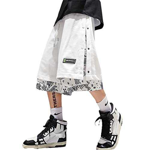 Short imprimé d'été décontracté pour homme style jogging punk streetwear blanc taille L