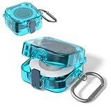 Charger Protector Cover for Samsung Galaxy Ring Charger with Carabiner, Slim Flexible Full Protection TPU Protective Case Cover Compatible with Samsung Galaxy Ring Charging Case (Clear Blue)