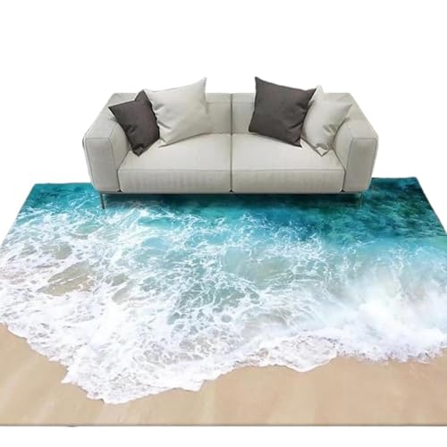Tapete Decorativo Olas del Océano Azul 3D, Grande miniatura 1