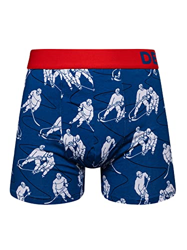 Dedoles Boxershorts Herren Unterwäsche Trunks Baumwolle lustige Designs Dinosaurier Hamster Spiele Maulwurf Geschenk Farbe: Blau Motiv: Eishockey Unterhose Gr. XXL
