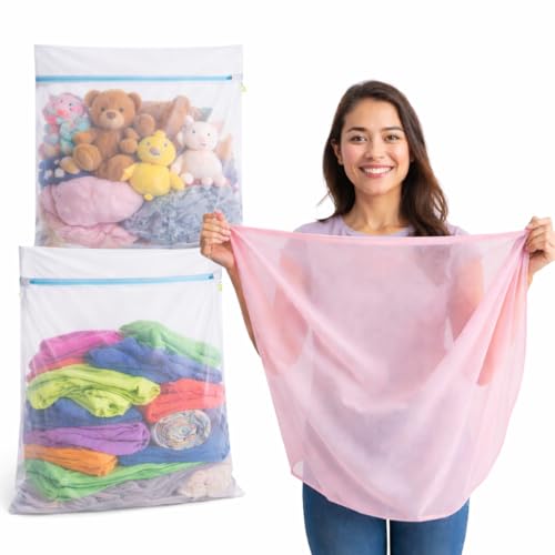 2x XXL Premium Filet à linge 60x90 cm Set Grand - Filet pour machine à laver- Sac à linge en différentes tailles - Sac de lavage & sac à linge avec...