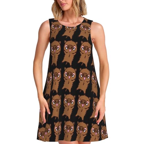 Robe t-shirt décontractée avec poches et imprimé sanglier original